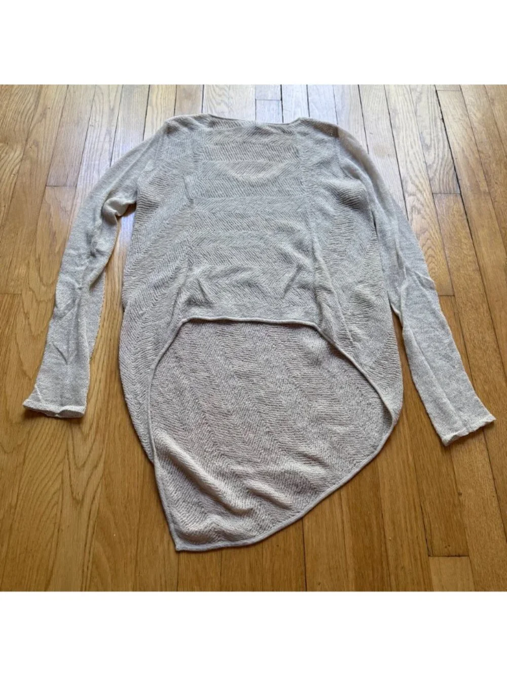 Helmut Lang Size M Beige Asymmetric Pullover Knit Wool Blend Crew Neck Sweater